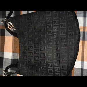 Authentic Fendi Monogram Zucca Black Satchel Bag